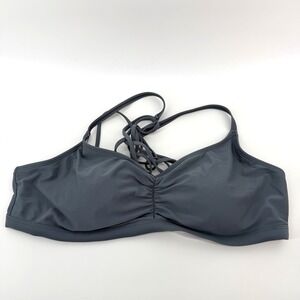 Splashletics Bikini Top Lace Up XL Gray Women Swimwear Ruched Padded Strappy